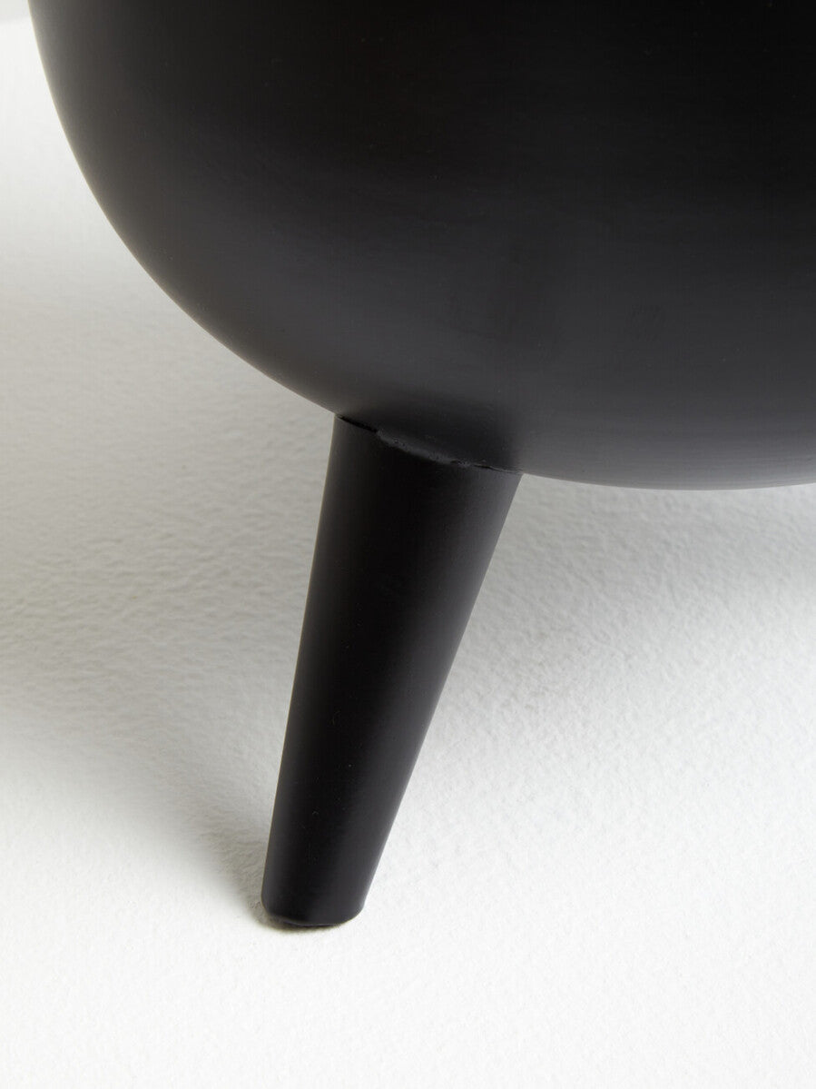 Orsina Alina Black Vase – Tall Mid-Century Modern Footed Iron Vase