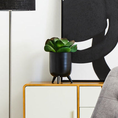 Orsina Alina Black Vase – Tall Mid-Century Modern Footed Iron Vase