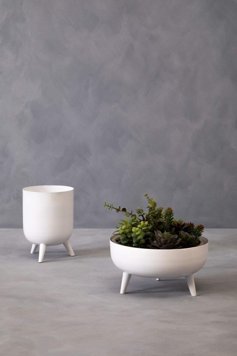 Orsina Alina White Metal Indoor Planter – Modern Minimalist Floor Stand