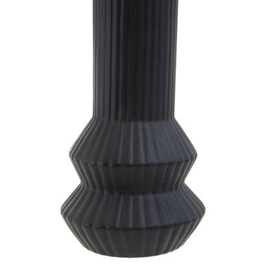 Orsina Fabia Black Ribbed Vase – Matte Ceramic Sculptural Home Decor