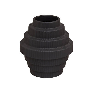 Orsina Fabia Matte Black Ceramic Step Vase – Modern Minimalist Decor