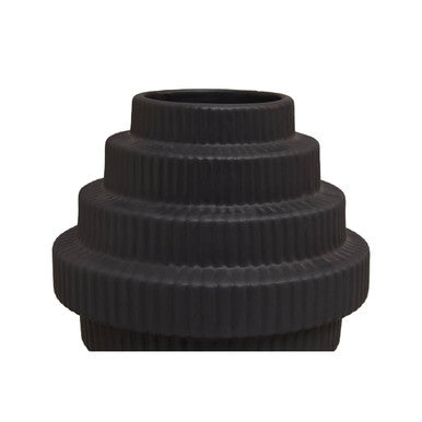 Orsina Fabia Matte Black Ceramic Step Vase – Modern Minimalist Decor