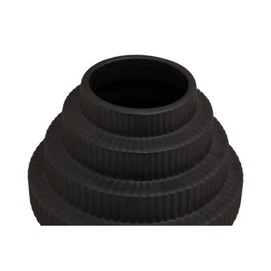 Orsina Fabia Matte Black Ceramic Step Vase – Modern Minimalist Decor