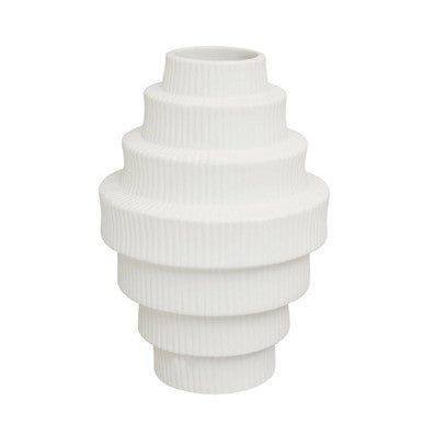 Orsina Fabia White Ceramic Vase – Large Step Design Sculptural Decor