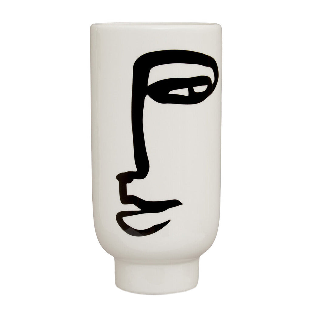 Orsina Viso Large Ceramic Face Vase – Black and White Modern Decor