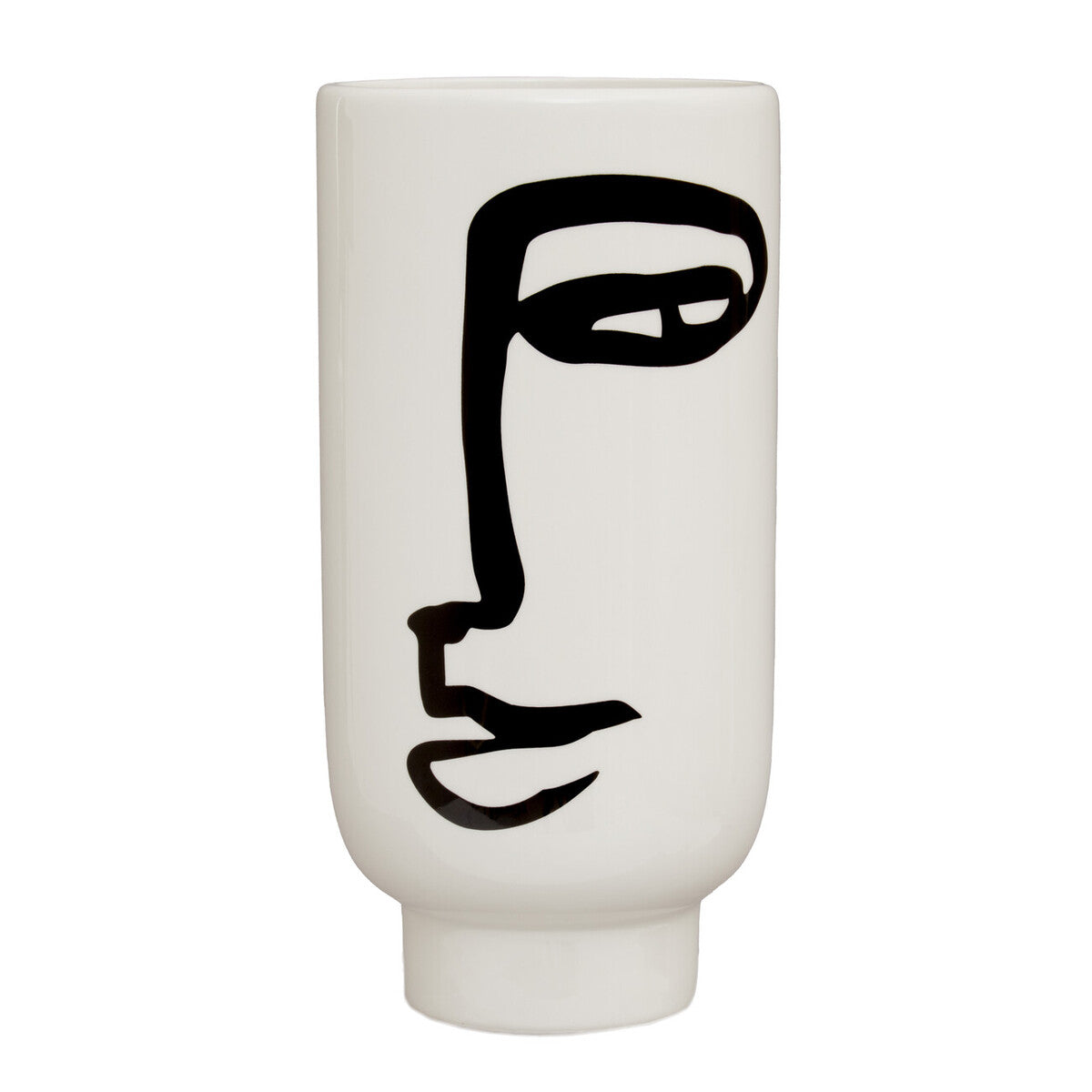 Orsina Viso Large Ceramic Face Vase – Black and White Modern Decor