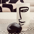 Orsina Viso Large Ceramic Face Vase – Black and White Modern Decor