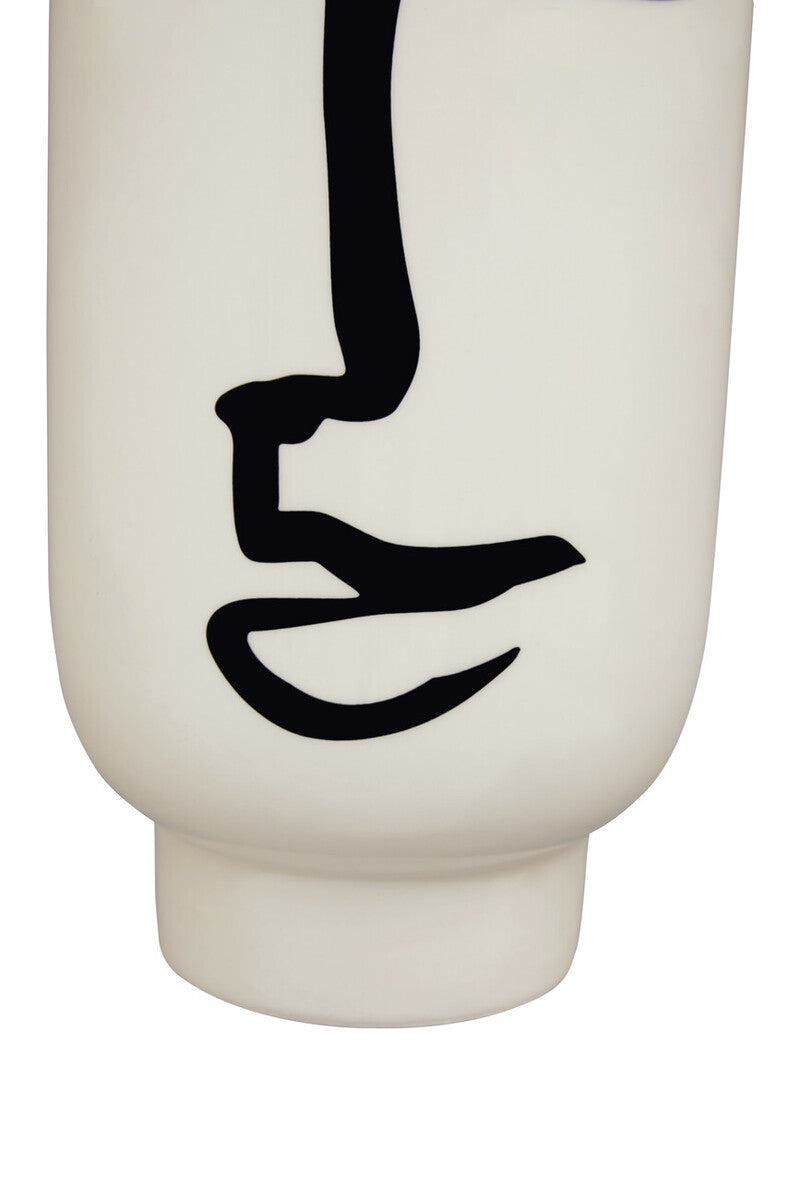 Orsina Viso Large Ceramic Face Vase – Black and White Modern Decor
