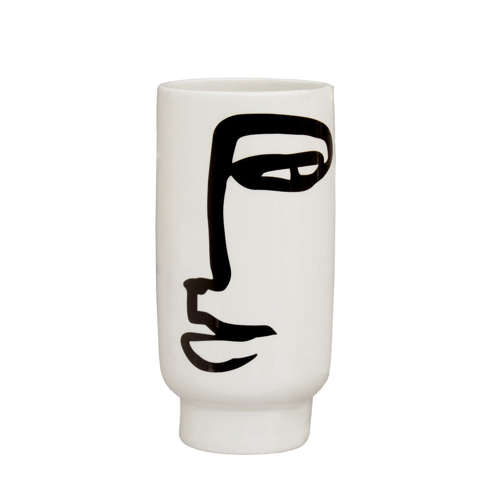 Orsina Viso Face Vase – Small Black and White Ceramic Sculptural Decor