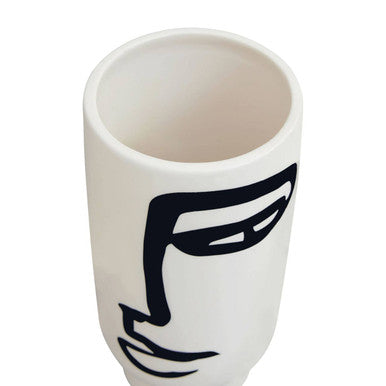 Orsina Viso Face Vase – Small Black and White Ceramic Sculptural Decor