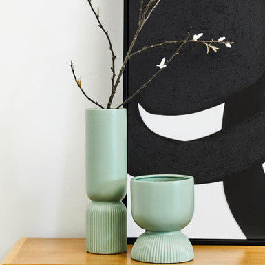 Orsina Fia Sage Green Ceramic Vase – Modern Minimalist Sculptural Decor