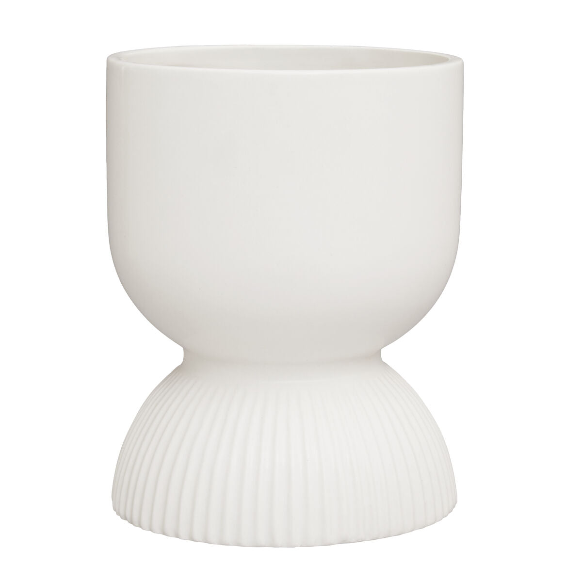 Orsina Fia White Ceramic Planter – Modern Tapered Indoor Flower Pot