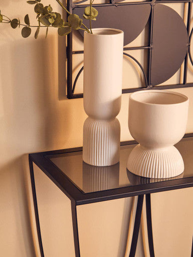 Orsina Fia White Ceramic Planter – Modern Tapered Indoor Flower Pot