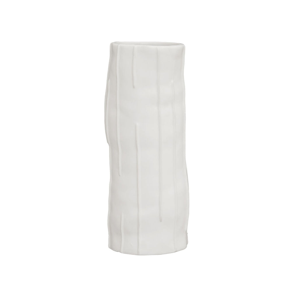 Orsina Fara White Small Ceramic Vase – Textured Minimalist Decor