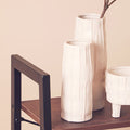 Orsina Fara Large White Ceramic Vase – Tall Textured Cylindrical Decor