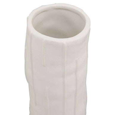 Orsina Fara White Small Ceramic Vase – Textured Minimalist Decor