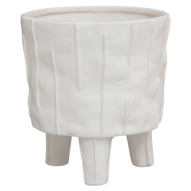 Orsina Fara White Large Ceramic Planter – Textured Round Indoor Pot