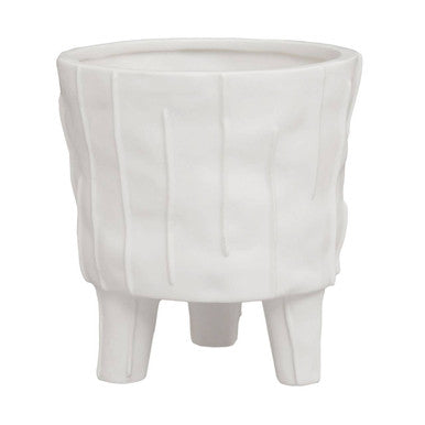 Orsina Fara White Large Ceramic Planter – Textured Round Indoor Pot