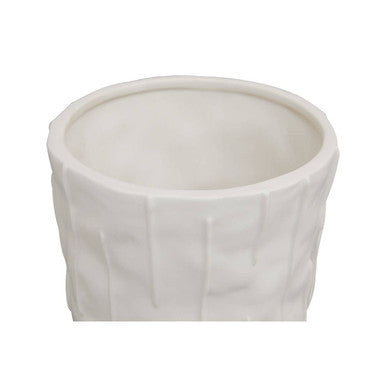 Orsina Fara White Large Ceramic Planter – Textured Round Indoor Pot
