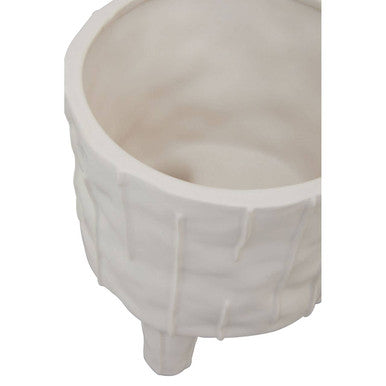 Orsina Fara White Large Ceramic Planter – Textured Round Indoor Pot