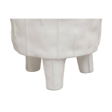 Orsina Fara White Large Ceramic Planter – Textured Round Indoor Pot