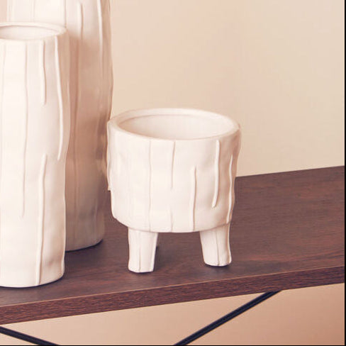 Orsina Fara White Ceramic Tabletop Planter – Small Textured Succulent Pot