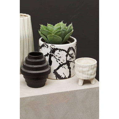 Orsina Fara White Ceramic Tabletop Planter – Small Textured Succulent Pot