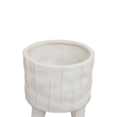 Orsina Fara White Ceramic Tabletop Planter – Small Textured Succulent Pot