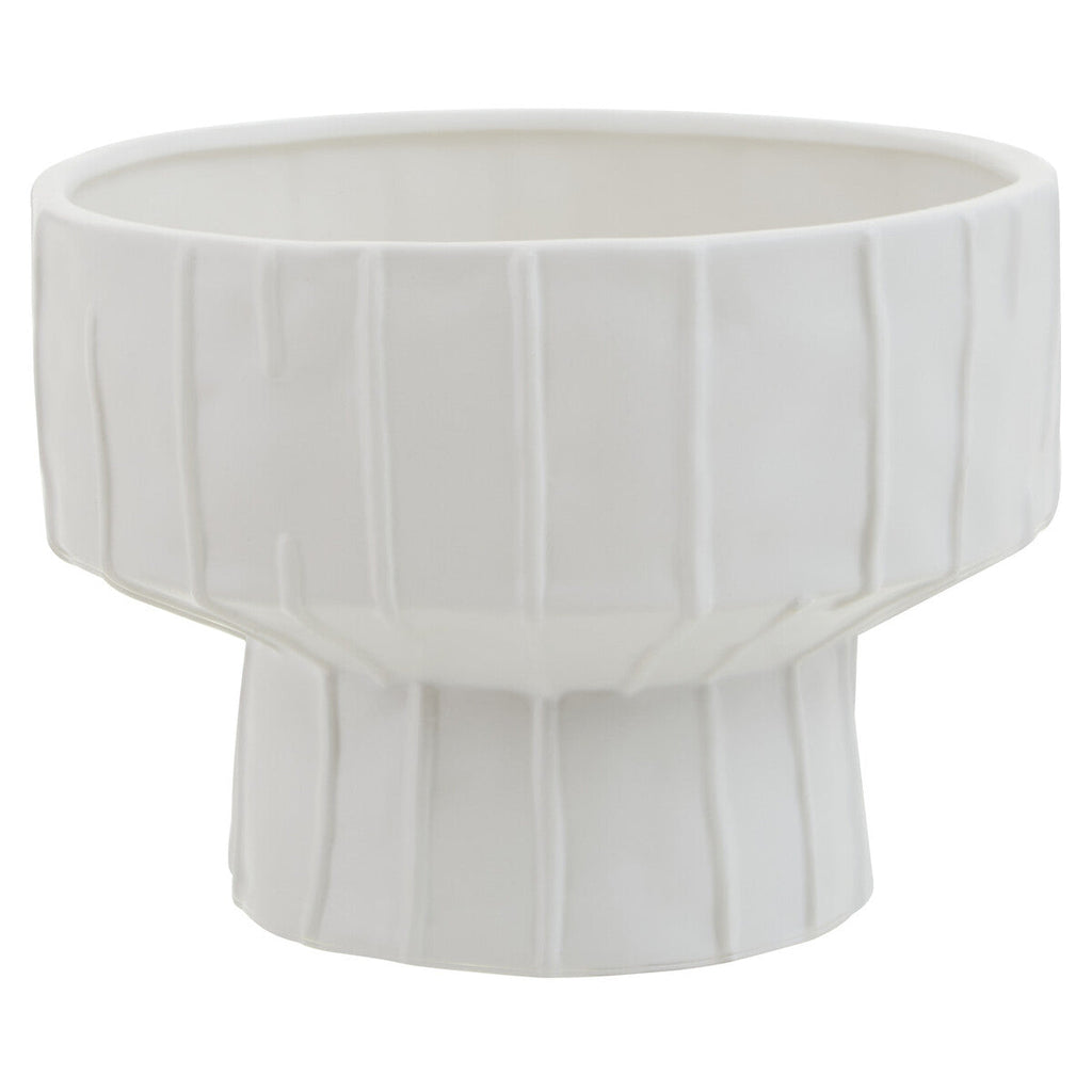Orsina Fara White Ceramic Vase – Textured Geometric Modern Decor