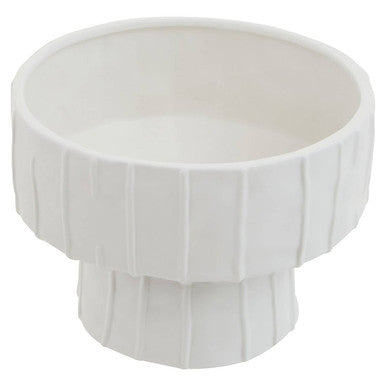 Orsina Fara White Ceramic Vase – Textured Geometric Modern Decor