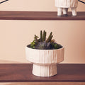 Orsina Fara White Ceramic Vase – Textured Geometric Modern Decor