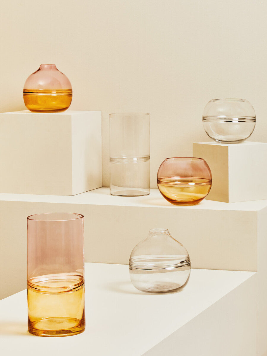 Orsina Optik Round Glass Vase – Ombre Sculptural Contemporary Decor