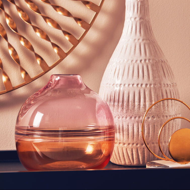 Orsina Optik Glass Bottle Vase – Modern Ombre Textured Floral Decor