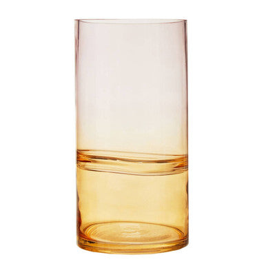 Orsina Optik Modern Glass Vase – Two-Tone Ombre Cylindrical Decor