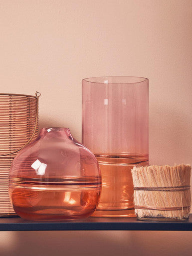 Orsina Optik Modern Glass Vase – Two-Tone Ombre Cylindrical Decor