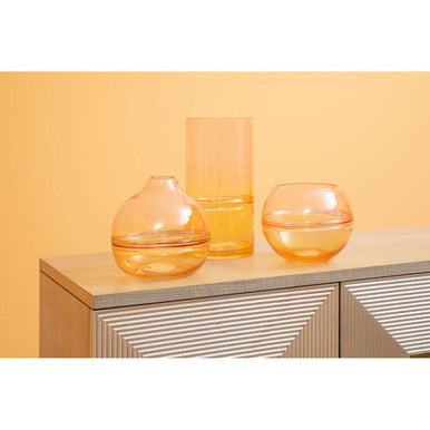 Orsina Optik Modern Glass Vase – Two-Tone Ombre Cylindrical Decor
