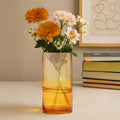 Orsina Optik Modern Glass Vase – Two-Tone Ombre Cylindrical Decor