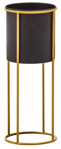 Orsina Trosa Large Floor Standing Planter – Black and Gold Metal