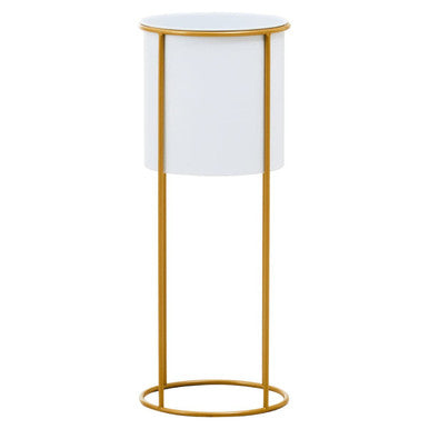 Orsina Trosa Large Floor Standing Planter – White and Gold Metal