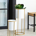 Orsina Trosa Large Floor Standing Planter – White and Gold Metal