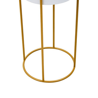 Orsina Trosa Large Floor Standing Planter – White and Gold Metal