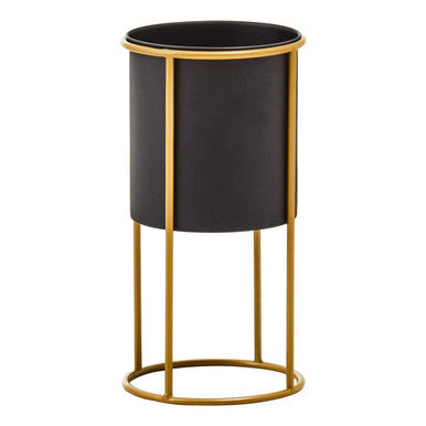 Orsina Trosa Small Floor Standing Planter – Black and Gold Metal