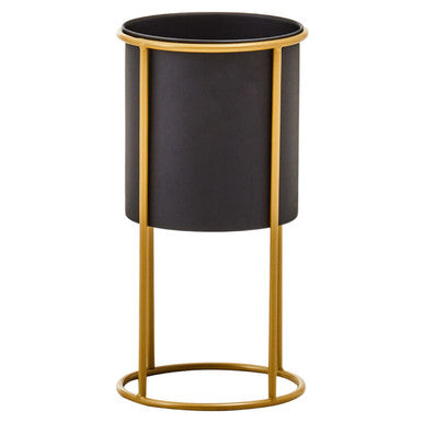 Orsina Trosa Small Floor Standing Planter – Black and Gold Metal