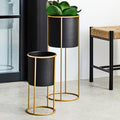 Orsina Trosa Small Floor Standing Planter – Black and Gold Metal