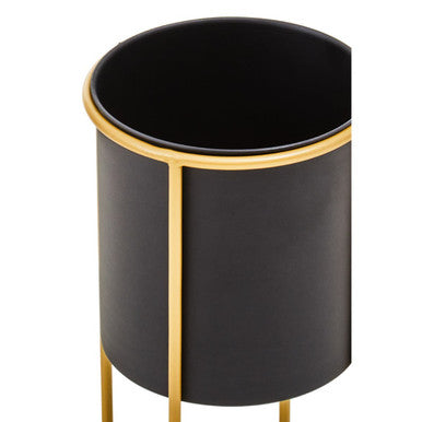 Orsina Trosa Small Floor Standing Planter – Black and Gold Metal