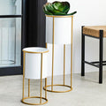 Orsina Trosa Small White and Gold Floor Standing Planter – Metal Stand
