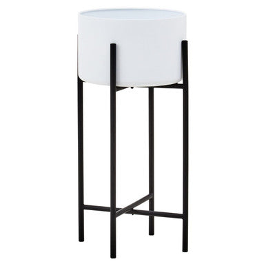 Orsina Trosa Large Floor Standing Planter - White Bowl & Black Stand