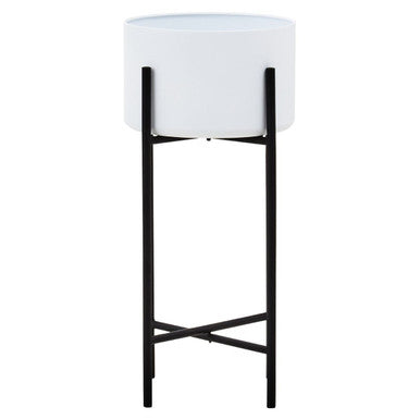 Orsina Trosa Large Floor Standing Planter - White Bowl & Black Stand