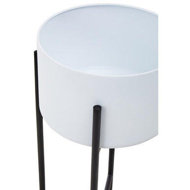 Orsina Trosa Large Floor Standing Planter - White Bowl & Black Stand