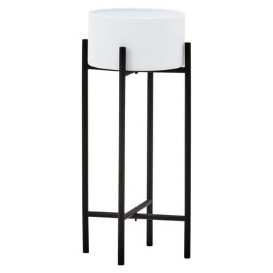 Orsina Trosa Small Floor Standing Planter – White and Black Metal